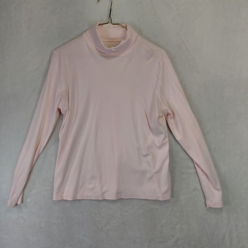 LL Bean Womens Pink Supima Cotton Mock Neck Long Sleeve Top Medium Regular